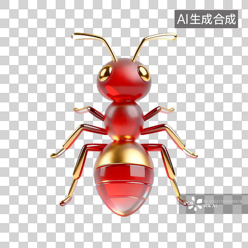 【AI数字艺术】3D渲染的红色金色蚂蚁图片素材