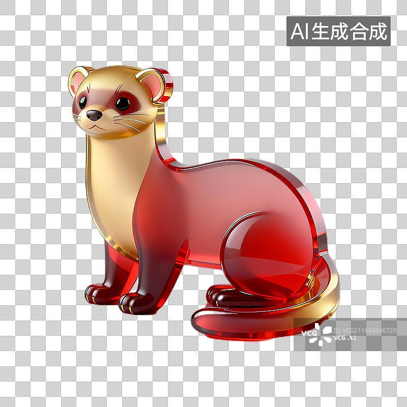 【AI数字艺术】3D渲染可爱红金鼬鼠形象图片素材