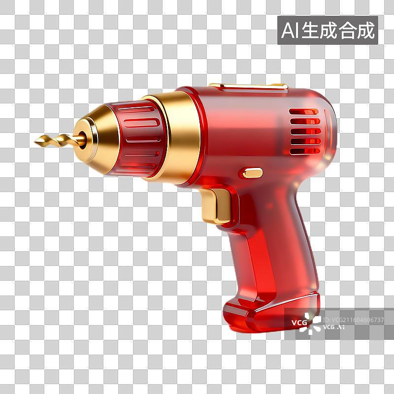 【AI数字艺术】红色金色电动钻工具图片素材