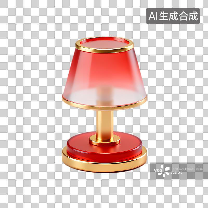 【AI数字艺术】红色金色小巧装饰台灯图片素材