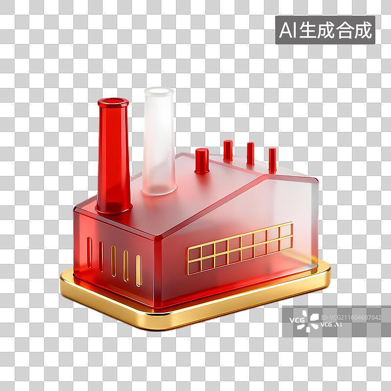 【AI数字艺术】透明红色工厂模型图片素材