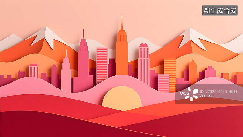 【AI数字艺术】党建文化的红色建筑背景图片素材