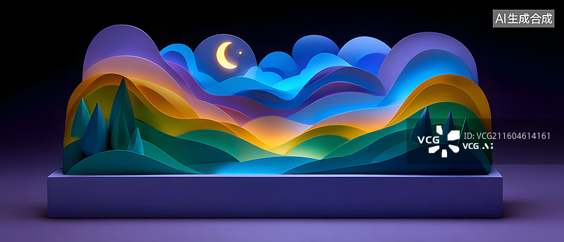 【AI数字艺术】极光映照卷轴的幻想世界场景图片素材