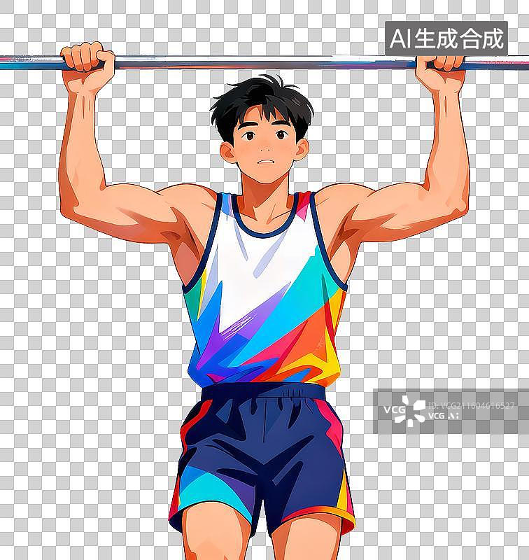 【AI数字艺术】免扣人物男人锻炼单杠引体向上元素图片素材
