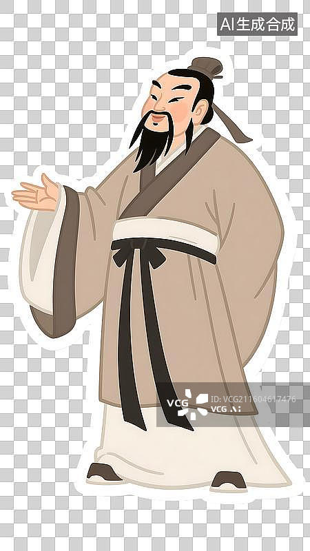 【AI数字艺术】AIGC：中国传统历史人物，白居易，插图插画元素，免扣图图片素材