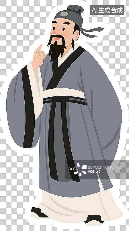 【AI数字艺术】AIGC：中国传统历史人物，白居易，插图插画元素，免扣图图片素材