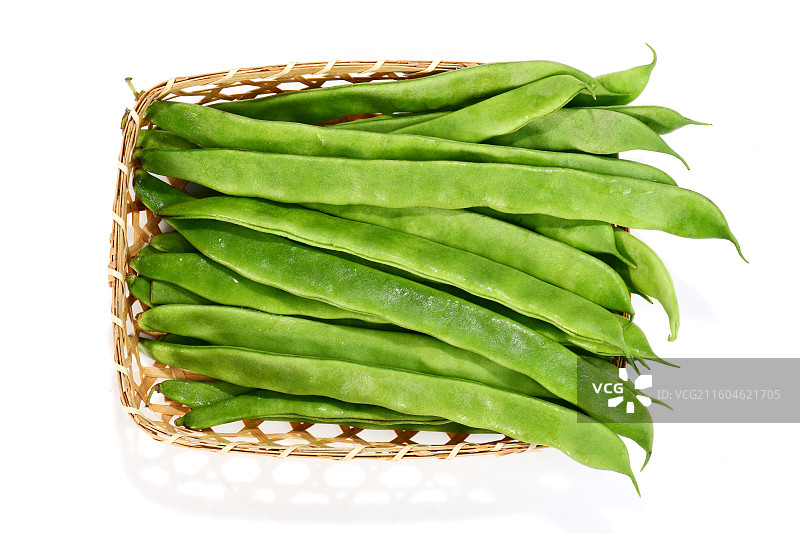 白色背景的新鲜豆角图片素材