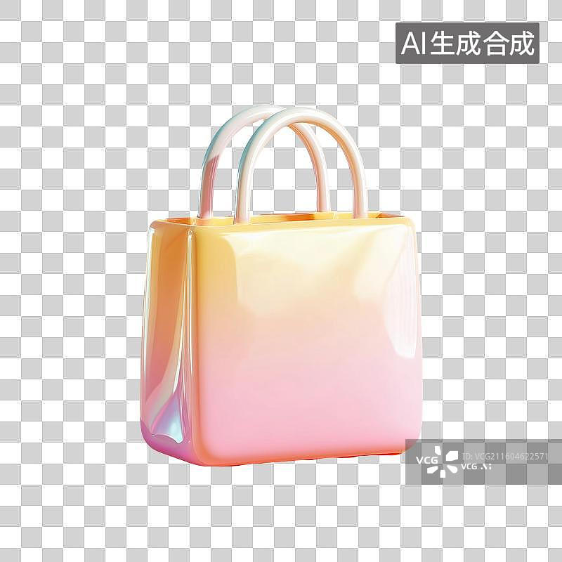 【AI数字艺术】淡彩购物袋3D图标图片素材