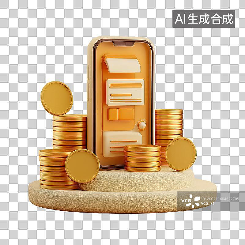 【AI数字艺术】支付界面手机3D图标图片素材