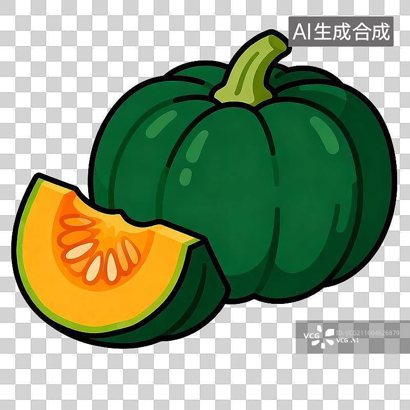 【AI数字艺术】手绘插画，南瓜，贝贝南瓜，植物，免抠元素图片素材