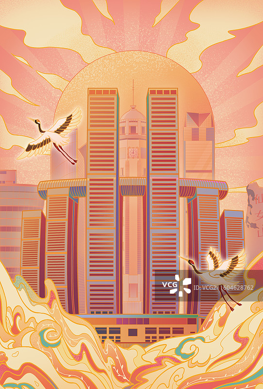 重庆城市印象朝天门来福士广场仙女山南山一棵树海航保利国际环球金融中心解放碑山城宣传文旅国潮风插画图片素材