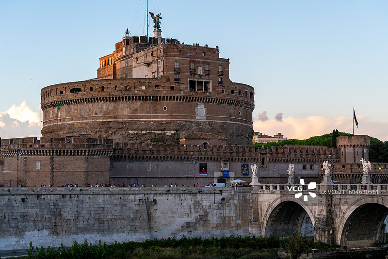 意大利罗马圣天使堡和圣天使桥图片素材