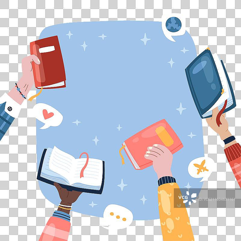 手绘读书会图片素材