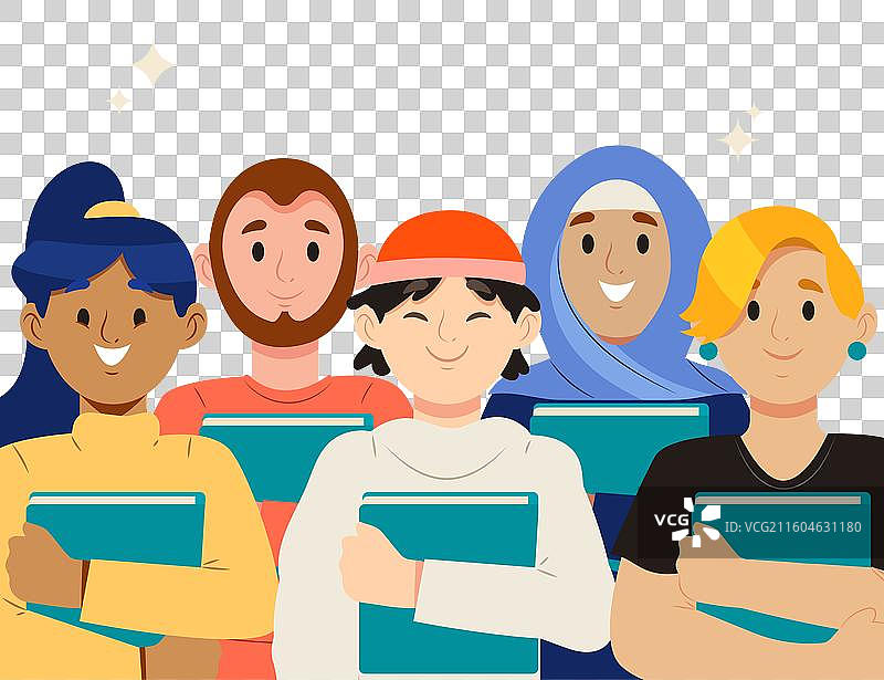 手绘平铺读书会图片素材