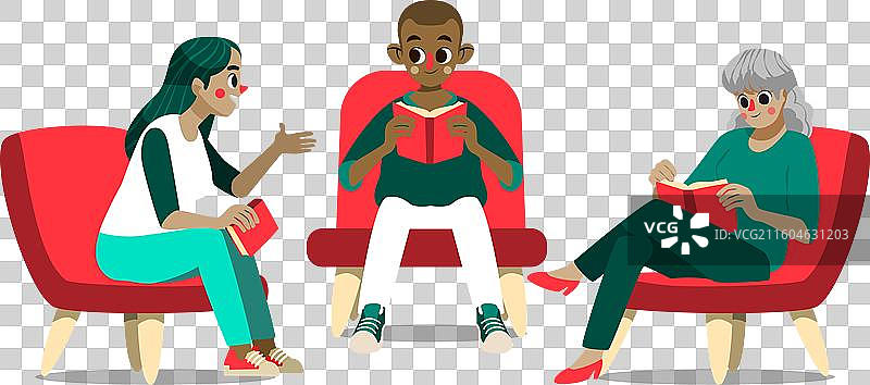 手绘的读书会图片素材