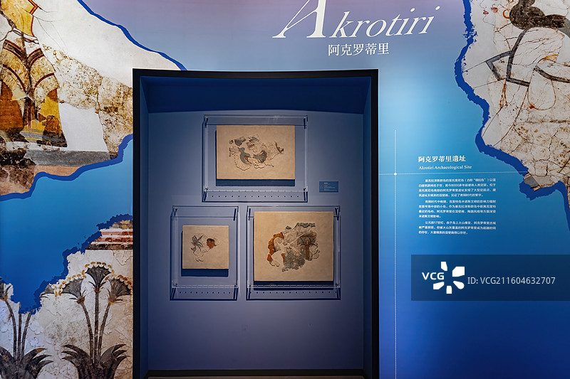 锡拉史前考古博物馆藏壁画残片图片素材