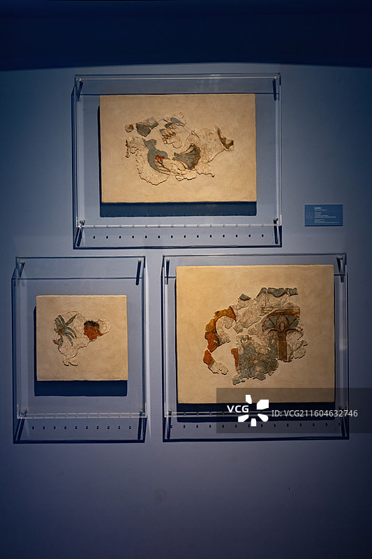 锡拉史前考古博物馆藏壁画残片图片素材