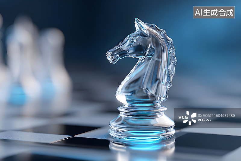 【AI数字艺术】国际象棋棋盘上一颗棋子图片素材