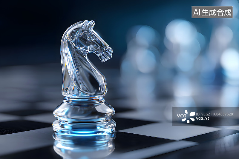 【AI数字艺术】国际象棋棋盘上一颗棋子图片素材