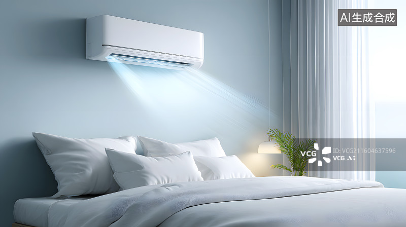 【AI数字艺术】房间内空调正在吹风换气图片素材