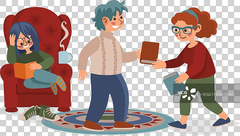 手绘扁平化设计读书会图片素材