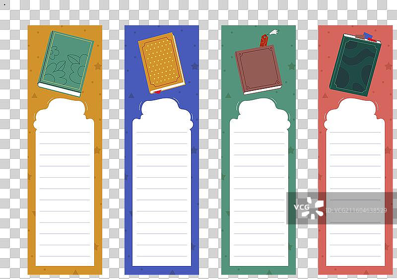 手绘扁平化设计书签套装图片素材