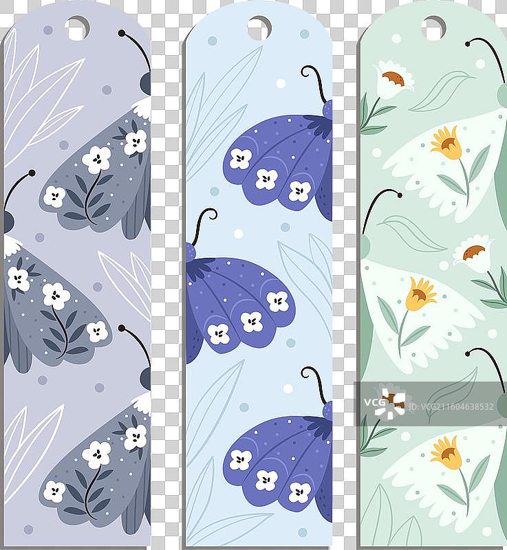 手绘扁平化设计书签套装图片素材