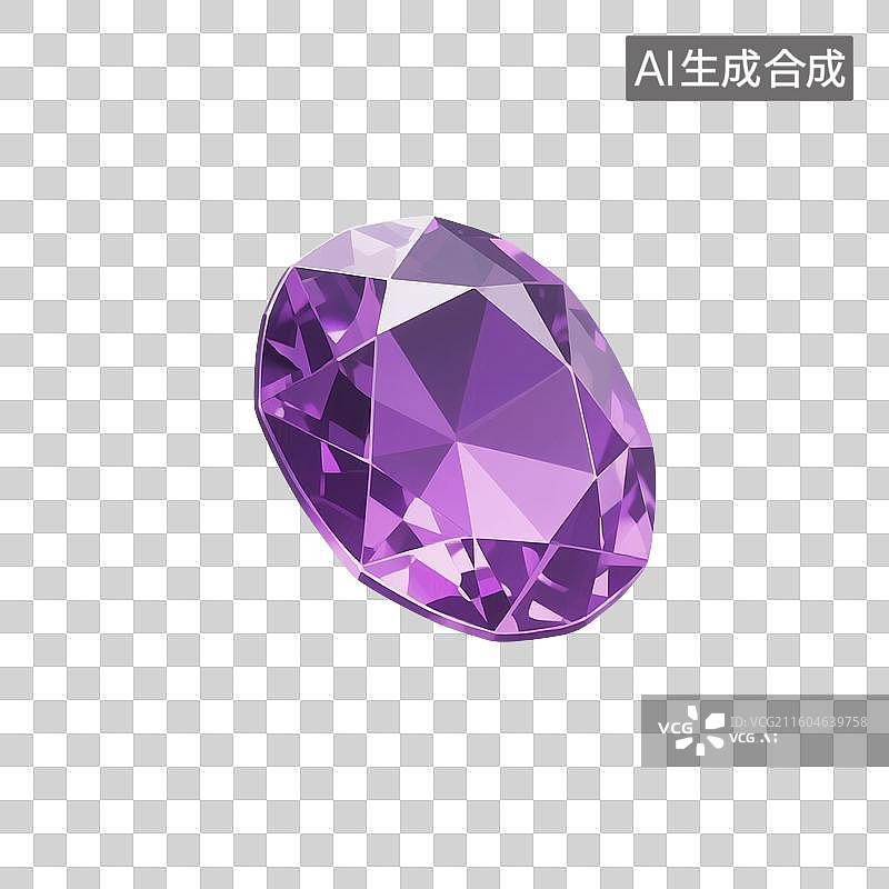 【AI数字艺术】3D渲染，紫水晶，一颗璀璨的宝石，水晶，钻石，闪闪发光的珠宝，宝石，免抠元素图片素材