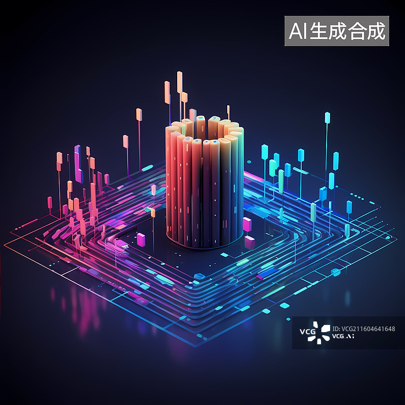 【AI数字艺术】彩色动感大数据升腾背景图片素材