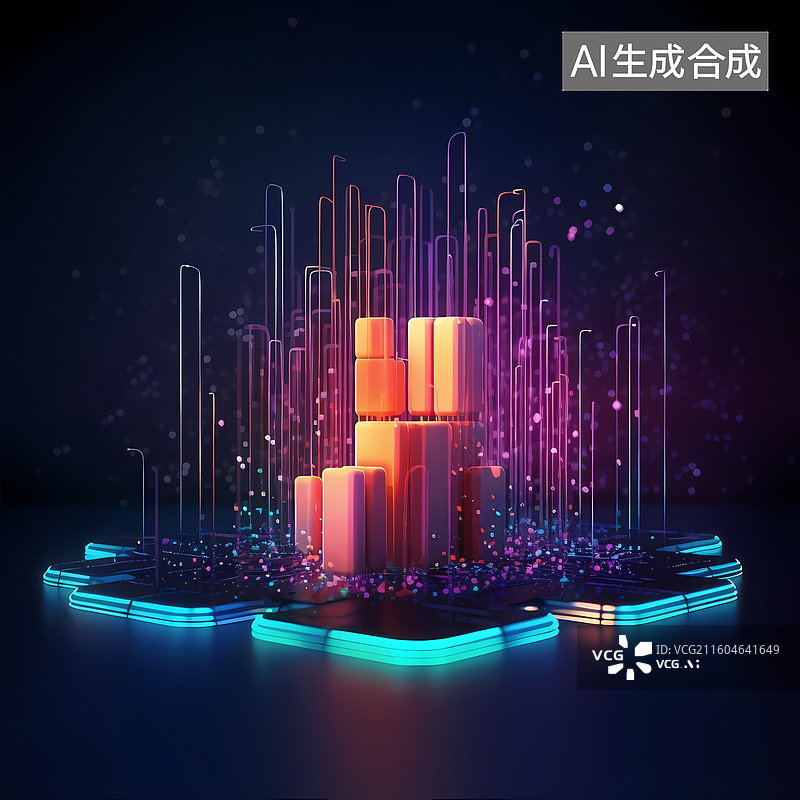 【AI数字艺术】彩色动感大数据升腾背景图片素材