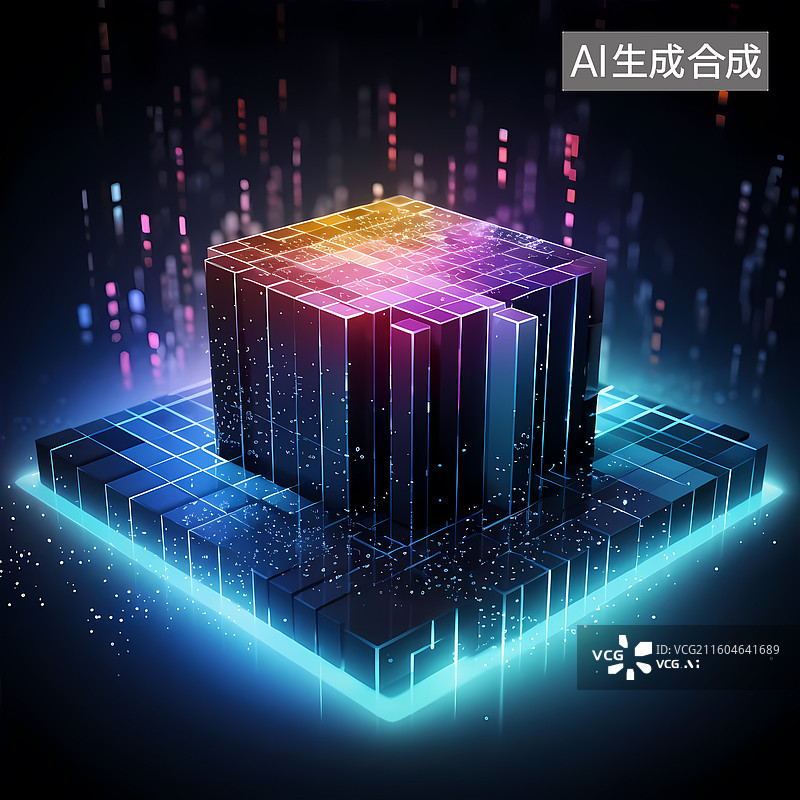 【AI数字艺术】彩色动感大数据升腾背景图片素材