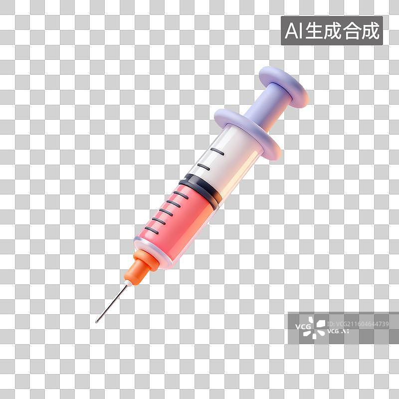 【AI数字艺术】3D渲染，注射器，医院医疗医药安全免抠元素图片素材