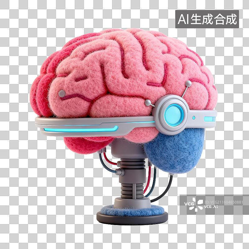 【AI数字艺术】科幻风格毛绒大脑机械装置图片素材