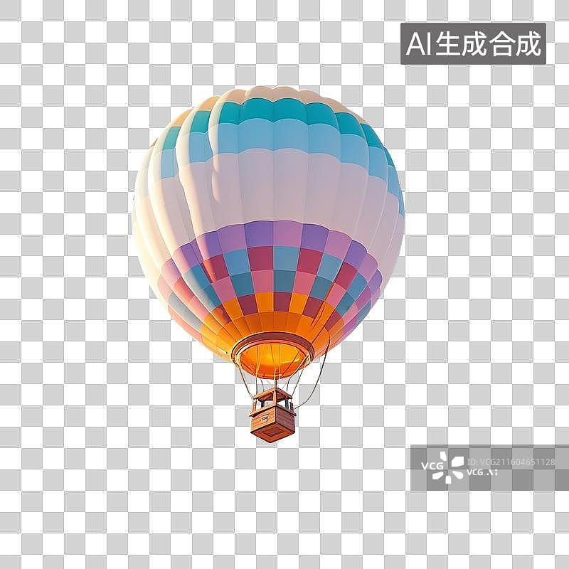 【AI数字艺术】3D渲染，彩色卡通热气球，气球，免抠元素图片素材