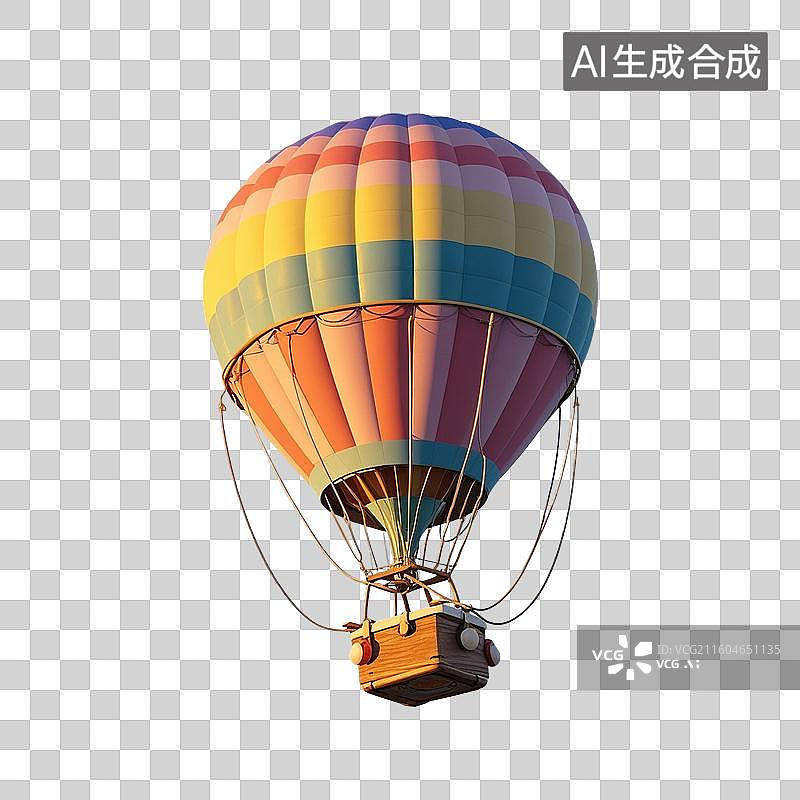 【AI数字艺术】3D渲染，彩色卡通热气球，气球，免抠元素图片素材