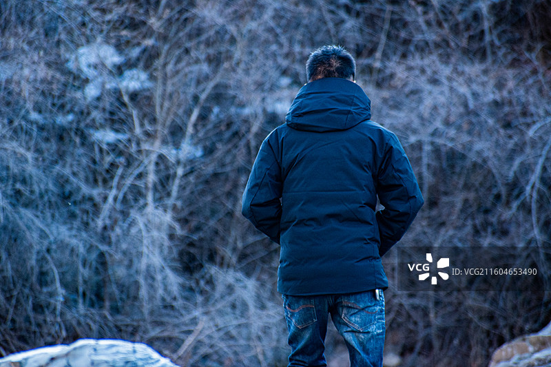 雪景里的背景、背影、男士背影、人物背影图片素材