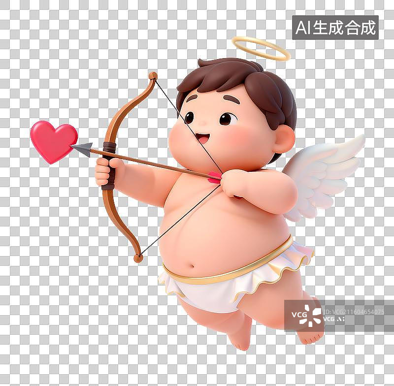 【AI数字艺术】射箭的丘比特3D卡通免抠元素图片素材