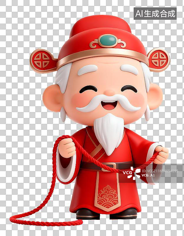【AI数字艺术】拿着红线的月老3D卡通免抠元素图片素材