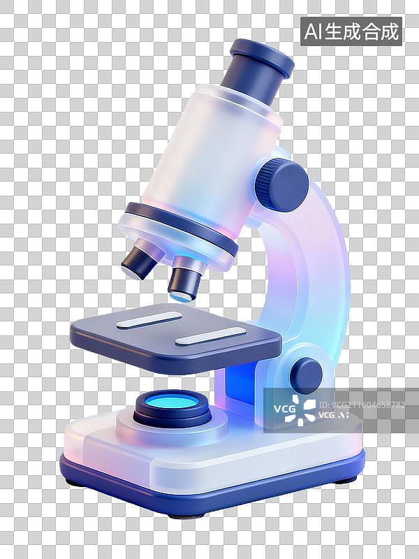 【AI数字艺术】3D轻拟物医疗健康元素显微镜图片素材