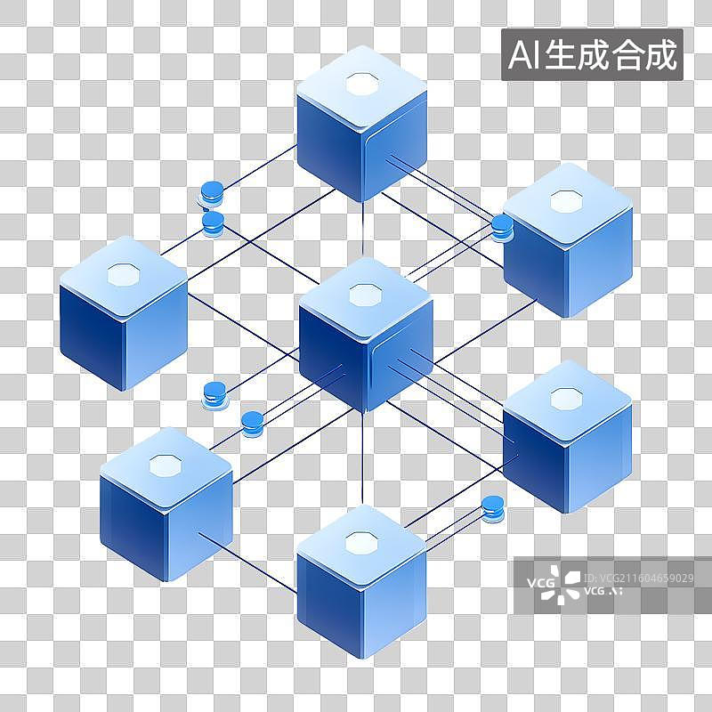 【AI数字艺术】3D网络数据节点科技架构元素图片素材
