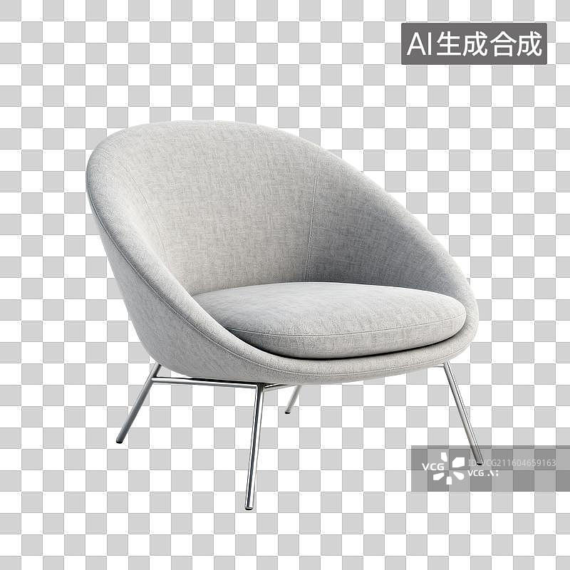 【AI数字艺术】免抠元素-浅灰色现代简约风格单人沙发图片素材