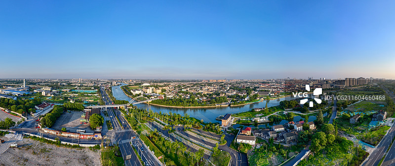 湖州市南浔区京杭大运河落日航拍图片素材