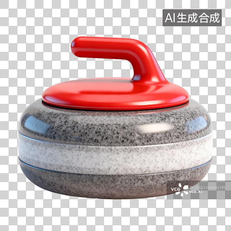 【AI数字艺术】3D拟物风格立体渲染运动系列元素冰壶图片素材