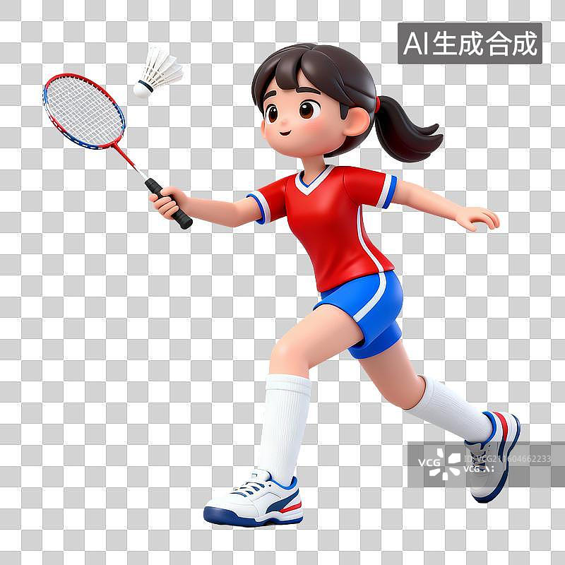 【AI数字艺术】3D拟物风格立体渲染运动系列元素打羽毛球图片素材