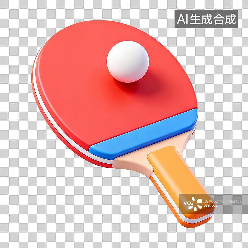 【AI数字艺术】3D拟物风格立体渲染运动系列元素乒乓球图片素材
