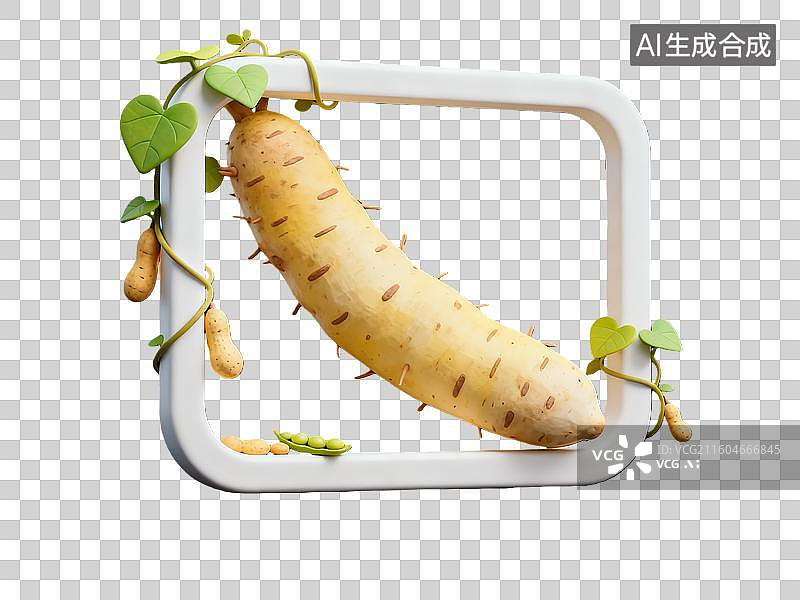 【AI数字艺术】3d粘土质感立秋节气山药元素图片素材