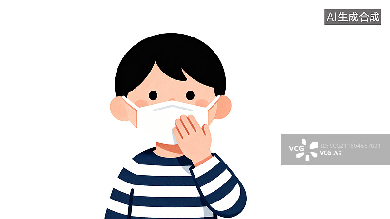 【AI数字艺术】儿童生病看病插画图片素材
