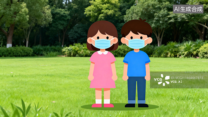 【AI数字艺术】儿童生病看病插画图片素材