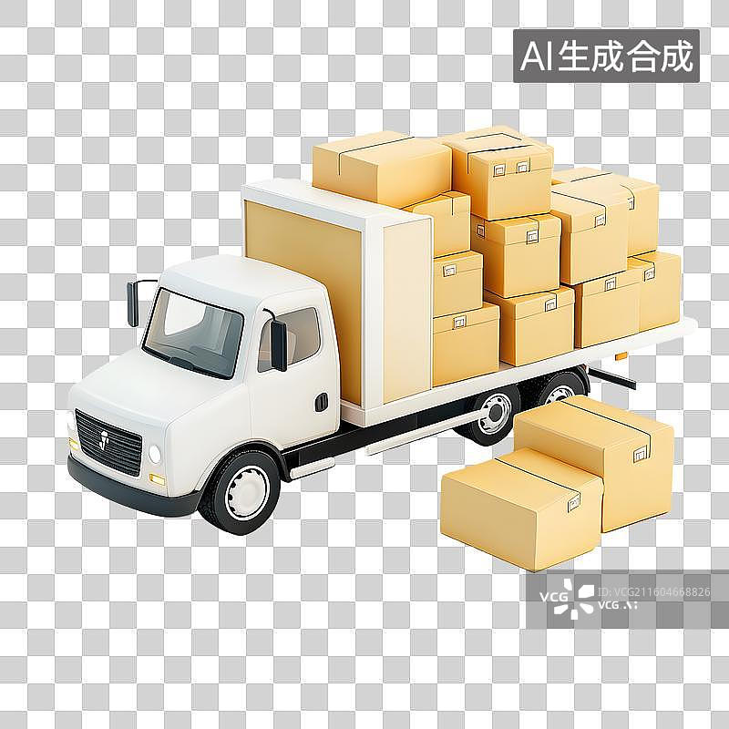 【AI数字艺术】物流货运卡车包裹快递运输元素图片素材