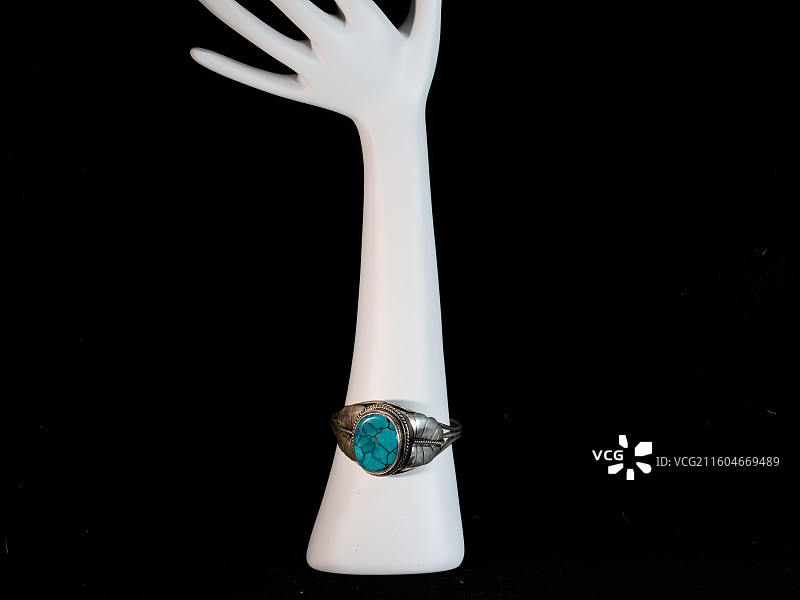 尼泊尔藏式首饰 00003 ～ 尼泊尔925银镶嵌绿松石手镯图片素材